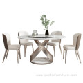 Rose Gold Brushed Stainless Steel Marble Dining Table